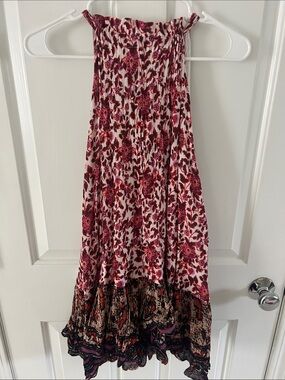 Free people Floral tie Back Dress in Pink and Burgundy